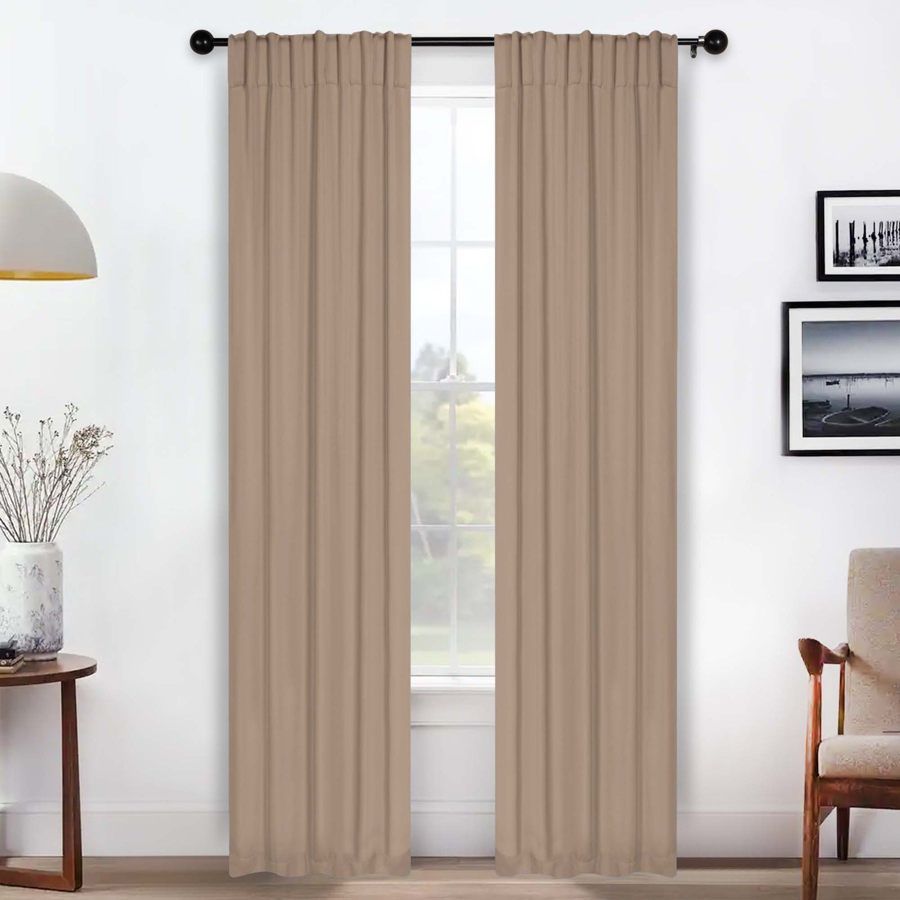 Solid Room Darkening Blackout Curtain Panels, Back Tabs, Set of 2 - SmokeyAsh