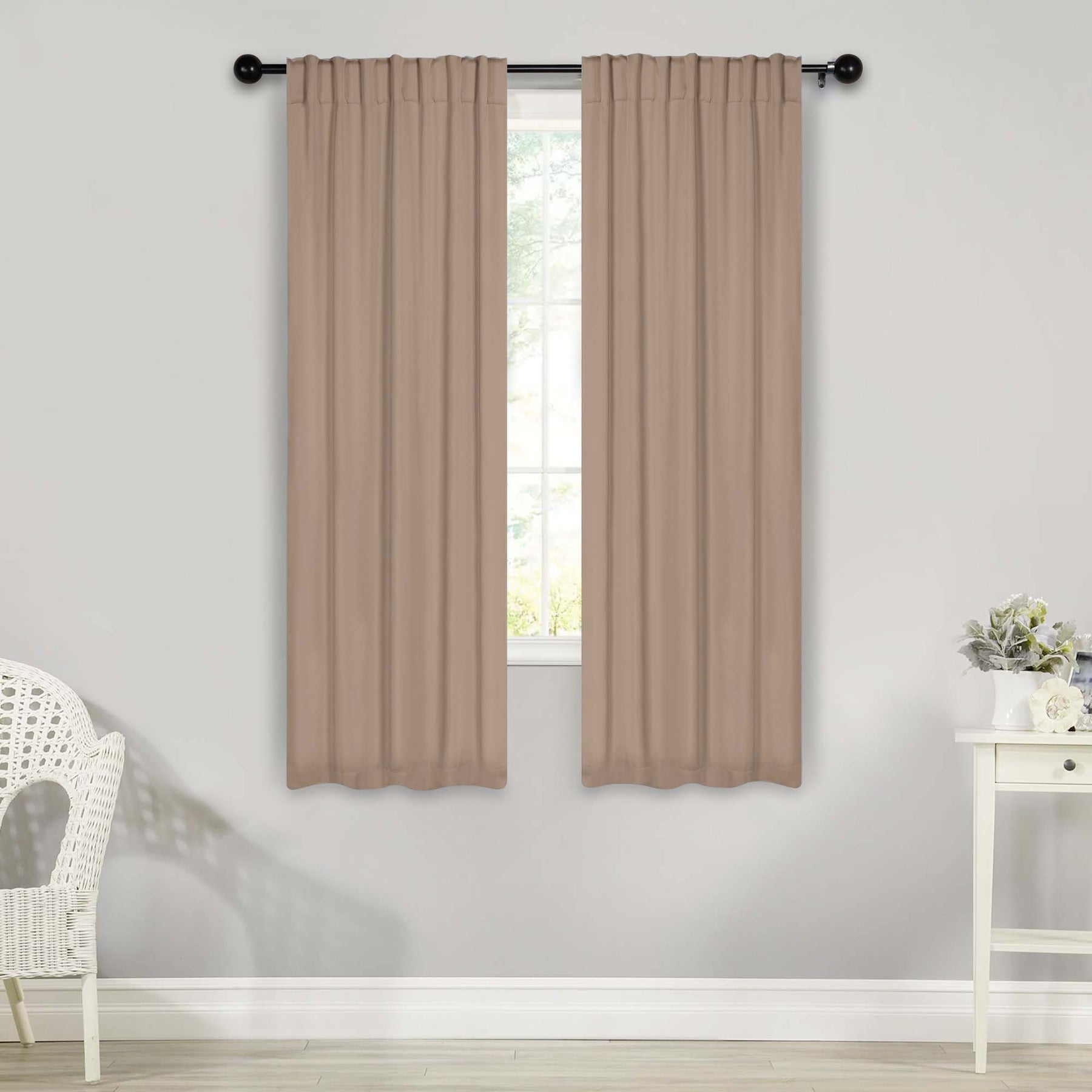 Solid Room Darkening Blackout Curtain Panels, Back Tabs, Set of 2 - SmokeyAsh