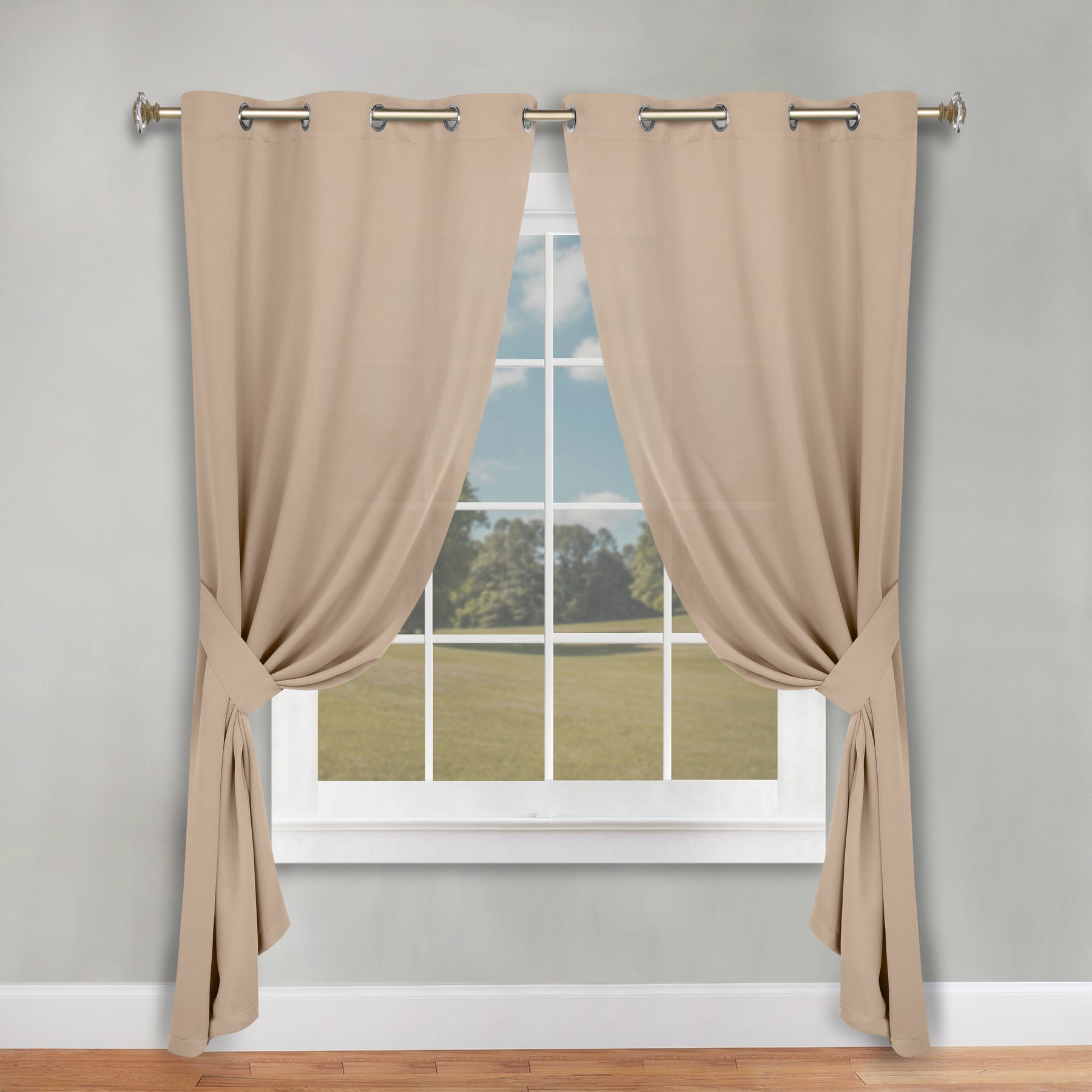 Classic Modern Solid Room Darkening Blackout Curtain Panels, Set of 2 - SmokeyAsh