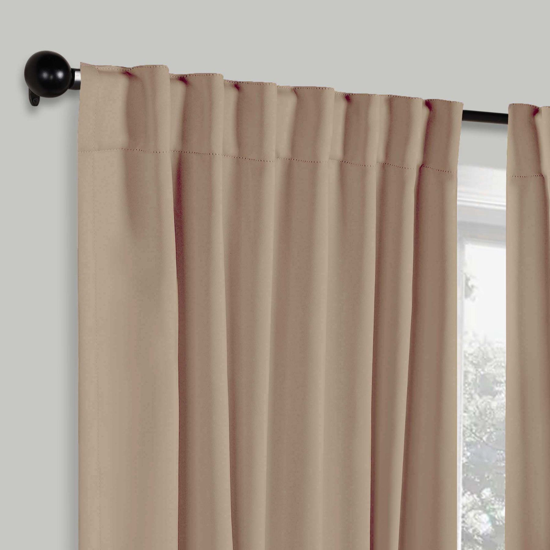 Solid Room Darkening Blackout Curtain Panels, Back Tabs, Set of 2