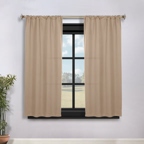 Solid Room Darkening Rod Pocket Blackout Curtain Panels, Set of 2 - SmokeyAsh