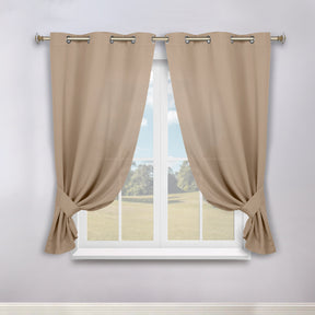 Classic Modern Solid Room Darkening Blackout Curtain Panels, Set of 2 - SmokeyAsh