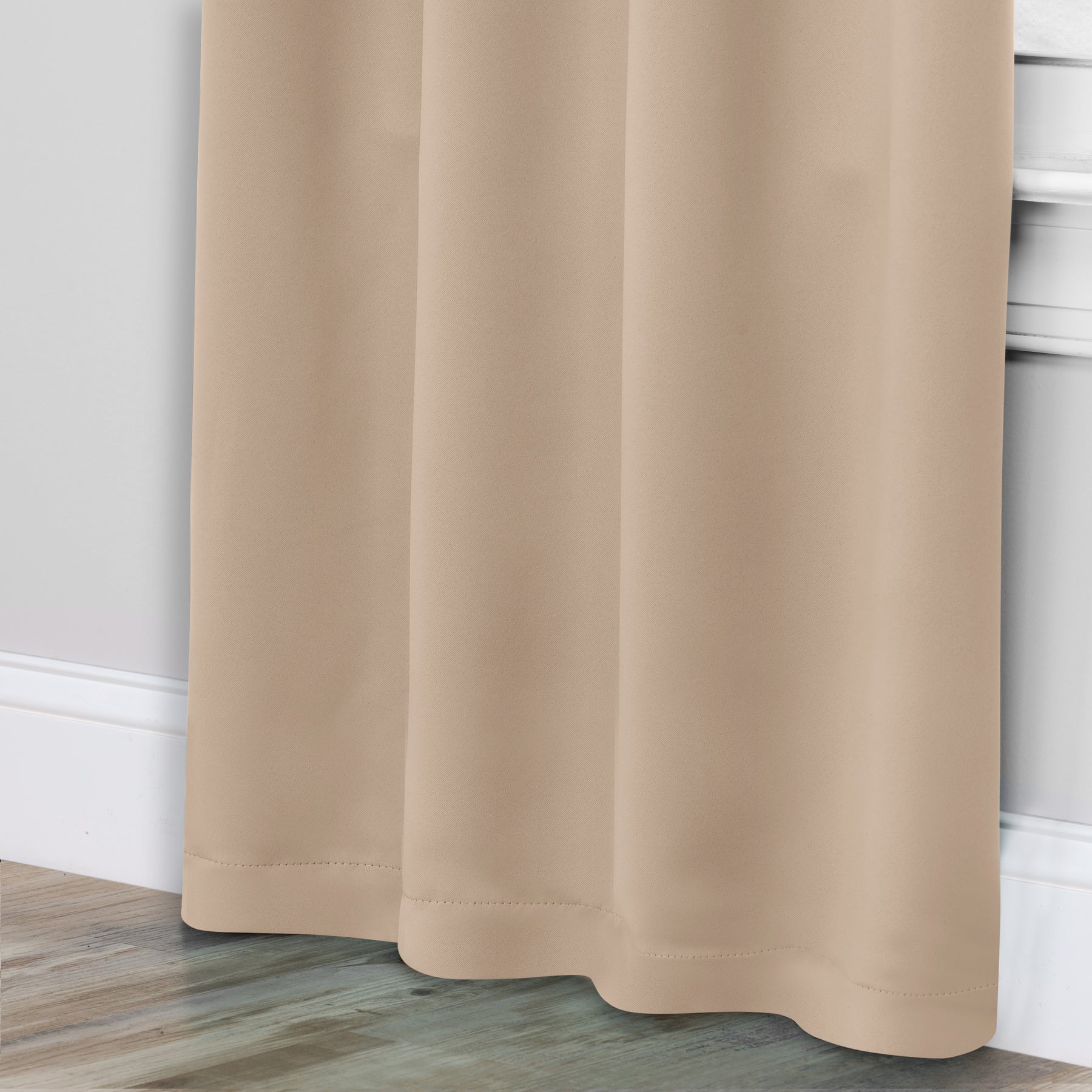 Solid Room Darkening Rod Pocket Blackout Curtain Panels, Set of 2 - SmokeyAsh