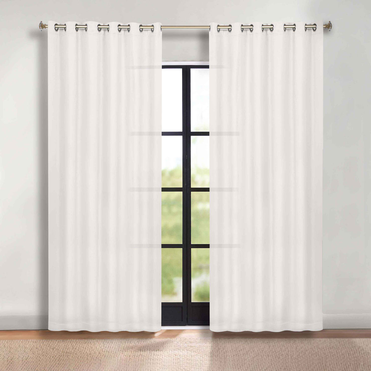 Solid Room Darkening Blackout Curtain Panels, Grommets, Set of 2 - SnowWhite