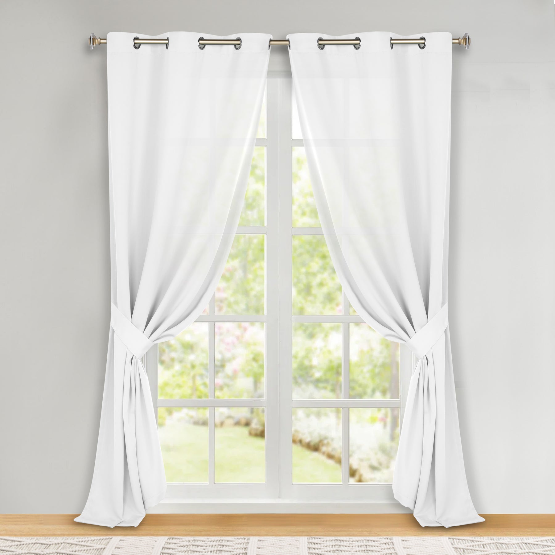 Classic Modern Solid Room Darkening Blackout Curtain Panels, Set of 2 - SnowWhite