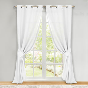 Classic Modern Solid Room Darkening Blackout Curtain Panels, Set of 2 - SnowWhite