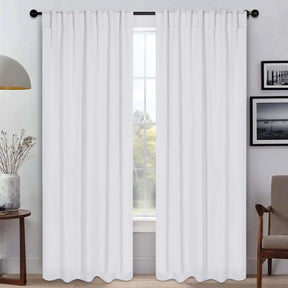 Solid Room Darkening Blackout Curtain Panels, Back Tabs, Set of 2 - SnowWhite