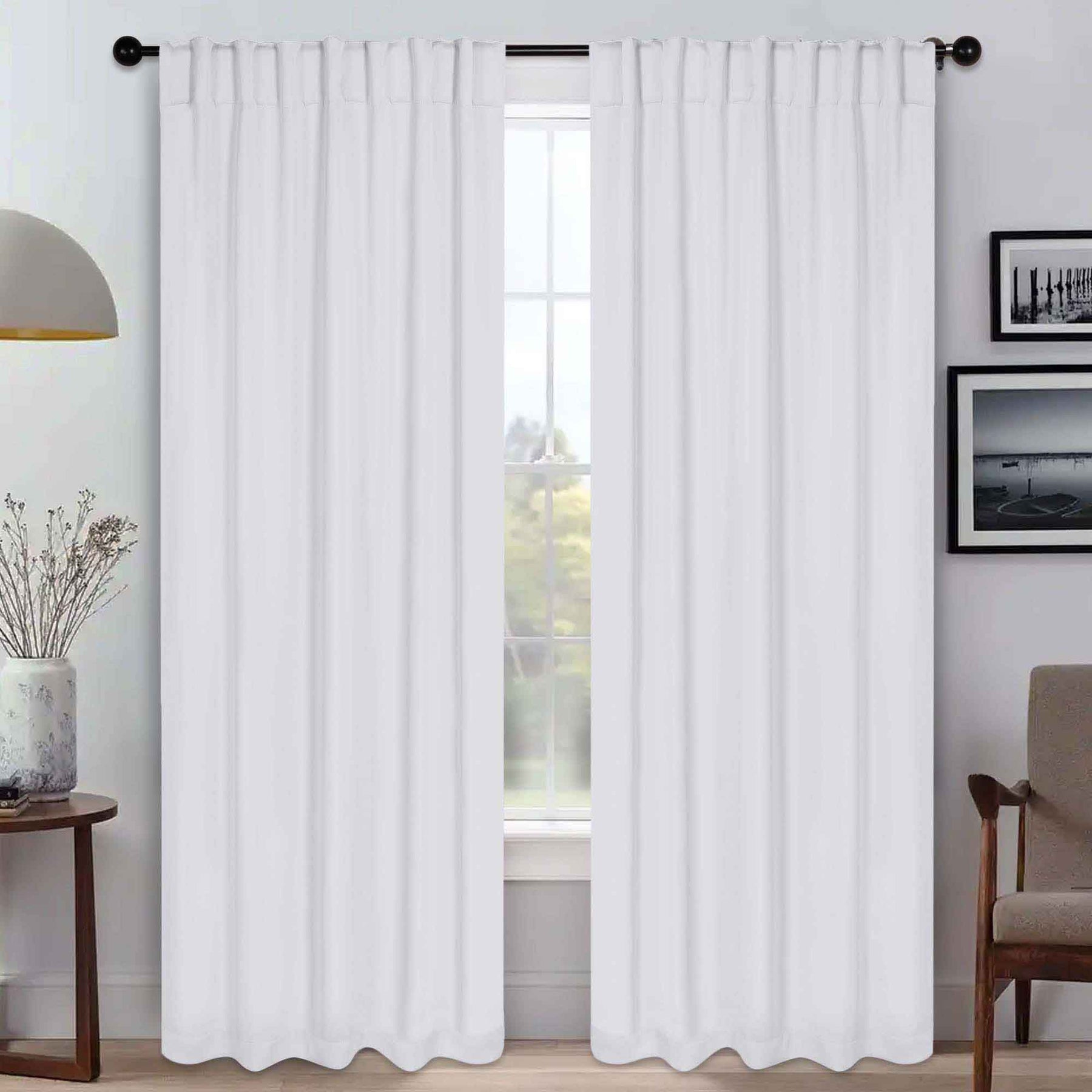 Solid Room Darkening Blackout Curtain Panels, Back Tabs, Set of 2