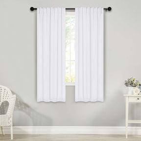 Solid Room Darkening Blackout Curtain Panels, Back Tabs, Set of 2 - SnowWhite