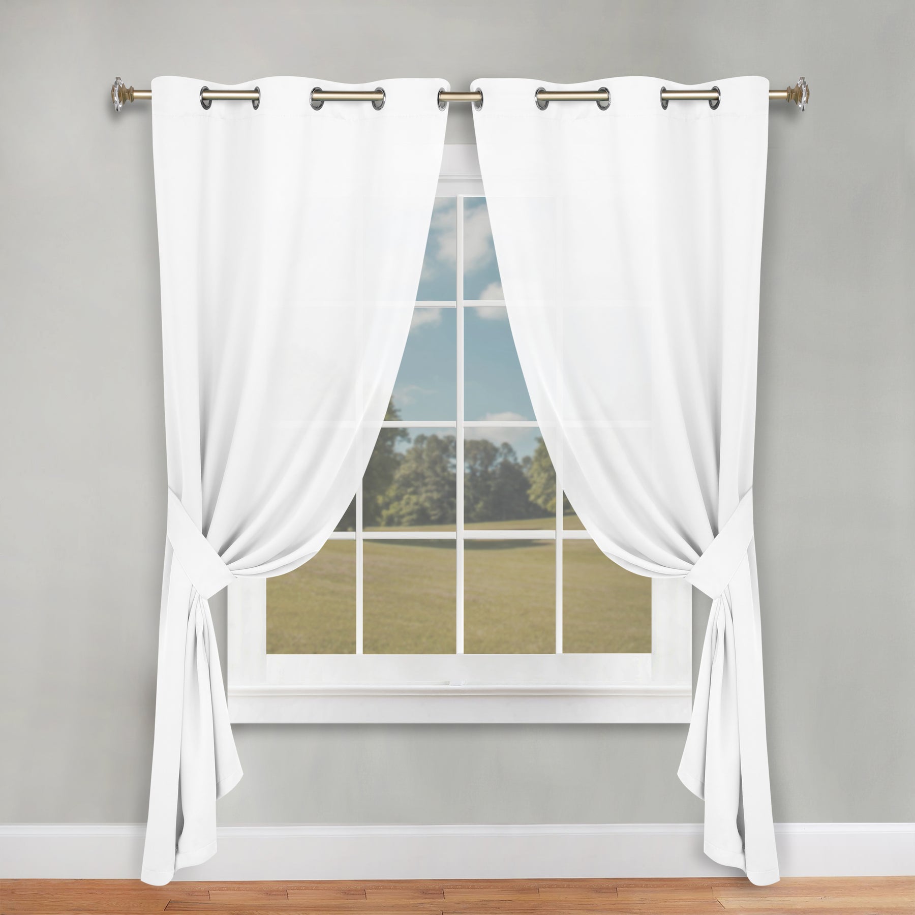 Classic Modern Solid Room Darkening Blackout Curtain Panels, Set of 2 - SnowWhite