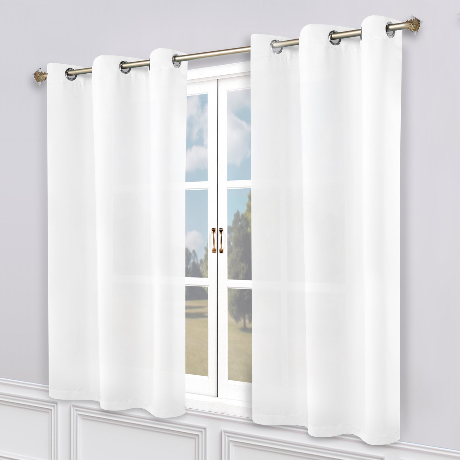 Classic Modern Solid Room Darkening Blackout Curtain Panels, Set of 2 - SnowWhite