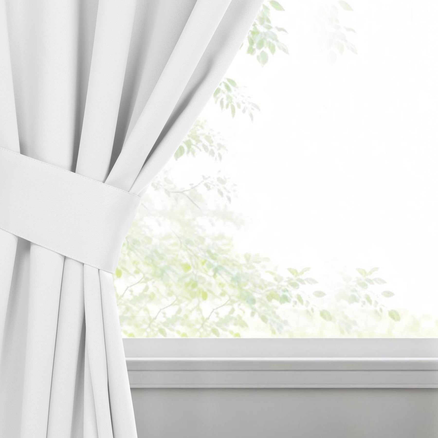 Classic Modern Solid Room Darkening Blackout Curtain Panels, Set of 2 - SnowWhite