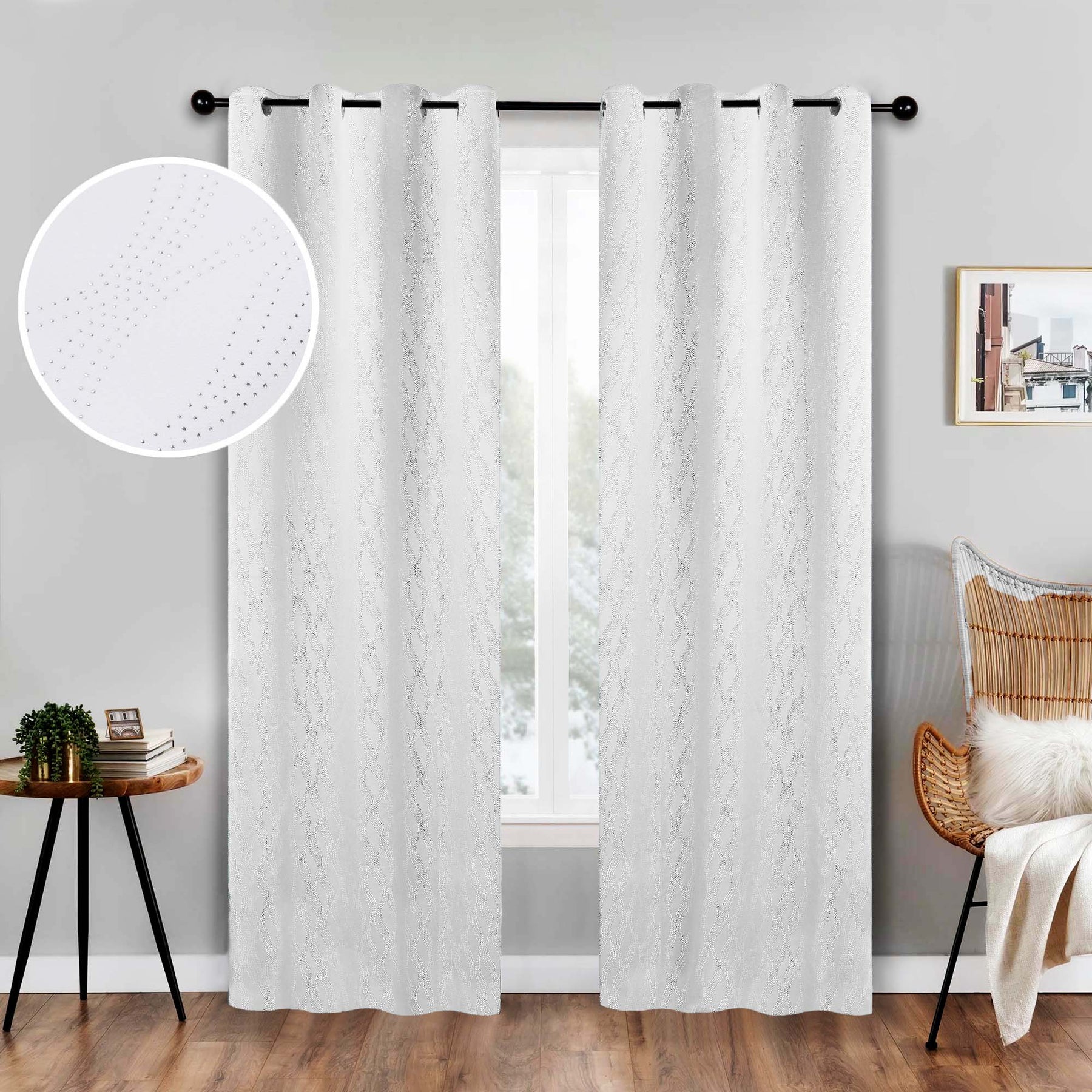 Zuri Textured Waves Room Darkening Blackout Curtains, Set of 2