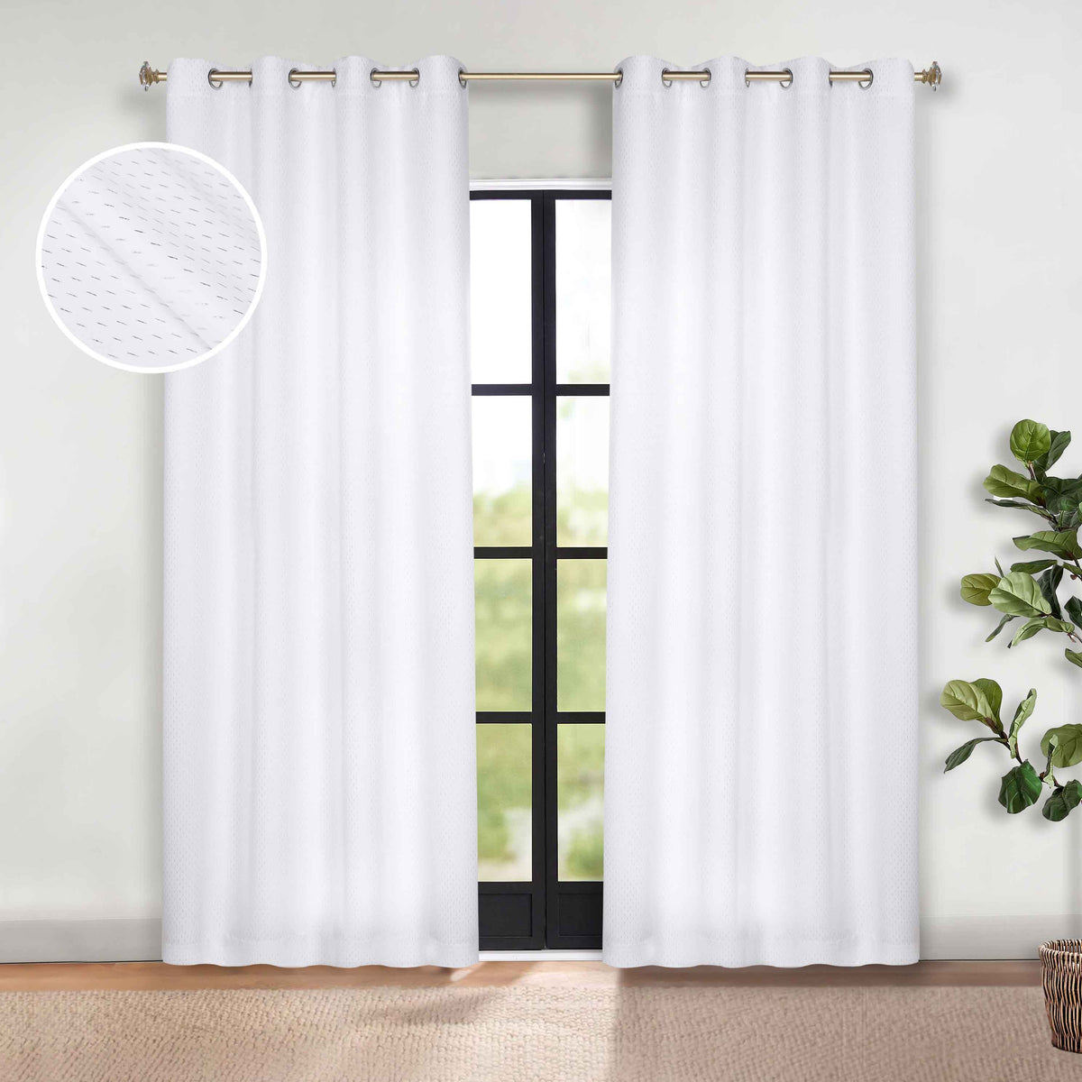 Modern Shimmer Washable Room Darkening Blackout Curtains, Set of 2