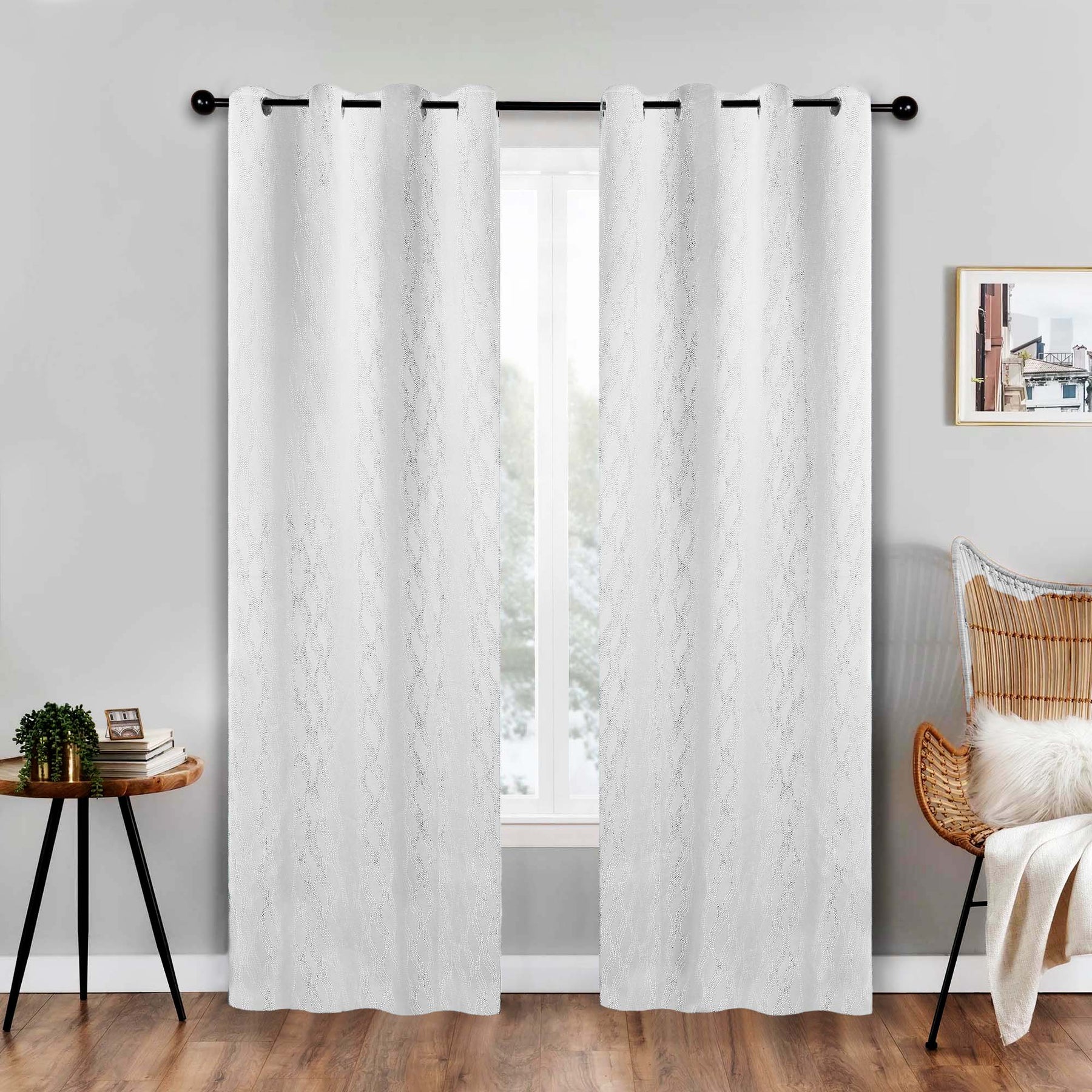 Zuri Textured Waves Room Darkening Blackout Curtains, Set of 2