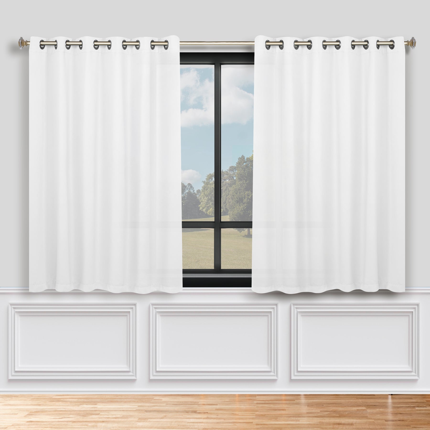 Classic Modern Solid Room Darkening Blackout Curtain Panels, Set of 2 - SnowWhite