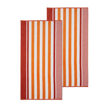 Cotton Oversized Striped 2 Piece Beach Towel - Sorbet