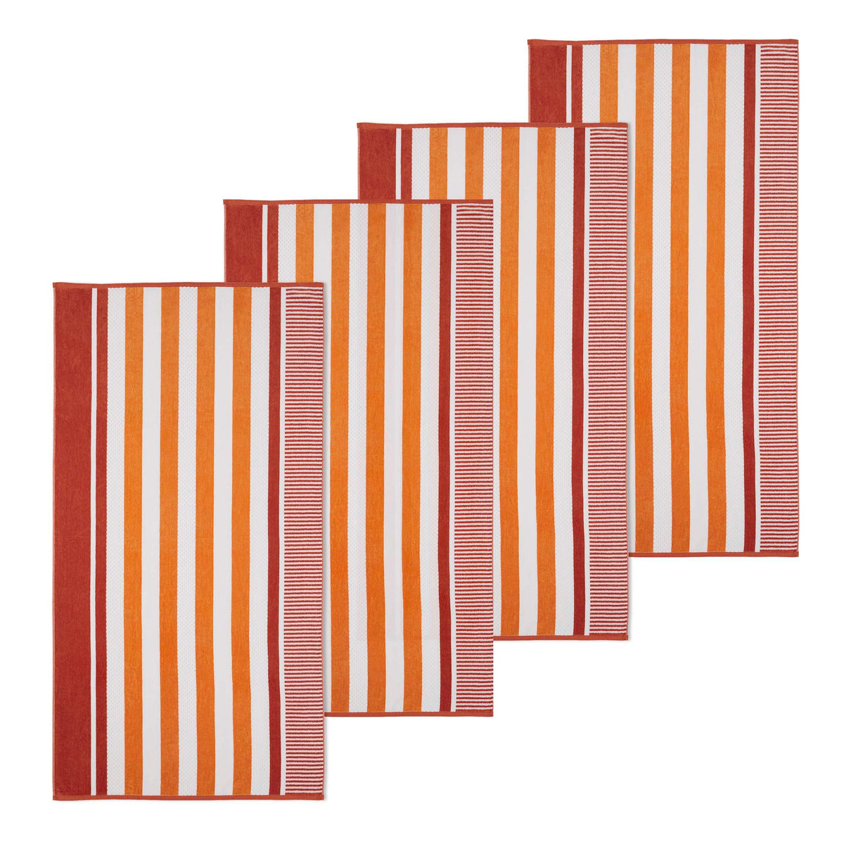 Cotton Striped Oversized 4 Piece Beach Towel Set - Sorbet