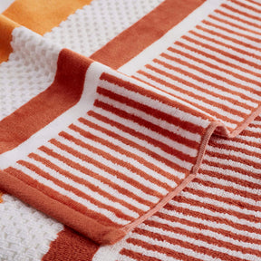 Cotton Oversized Striped 2 Piece Beach Towel - Sorbet