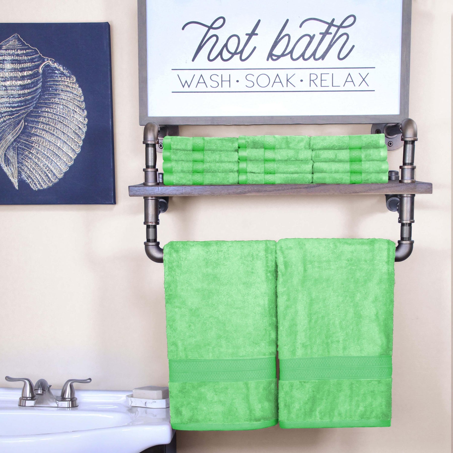 Ultra-Soft Rayon from Bamboo Cotton Blend Bath and Face Towel Set - SpringGreen