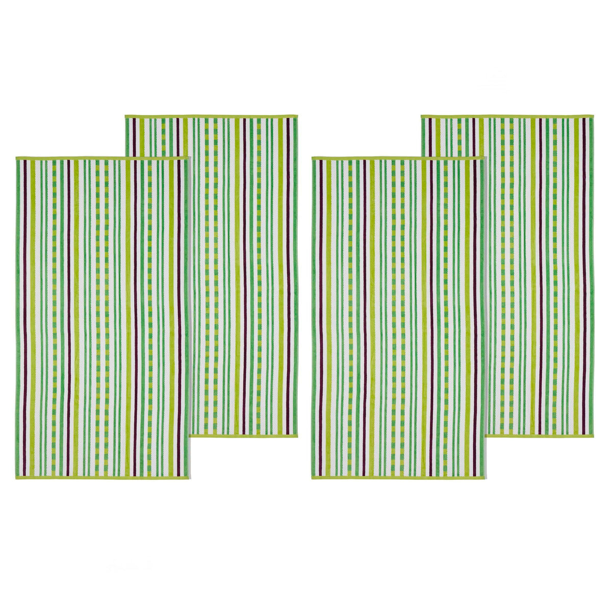 Cotton Oversized Striped 4 Piece Beach Towel Set - Pear