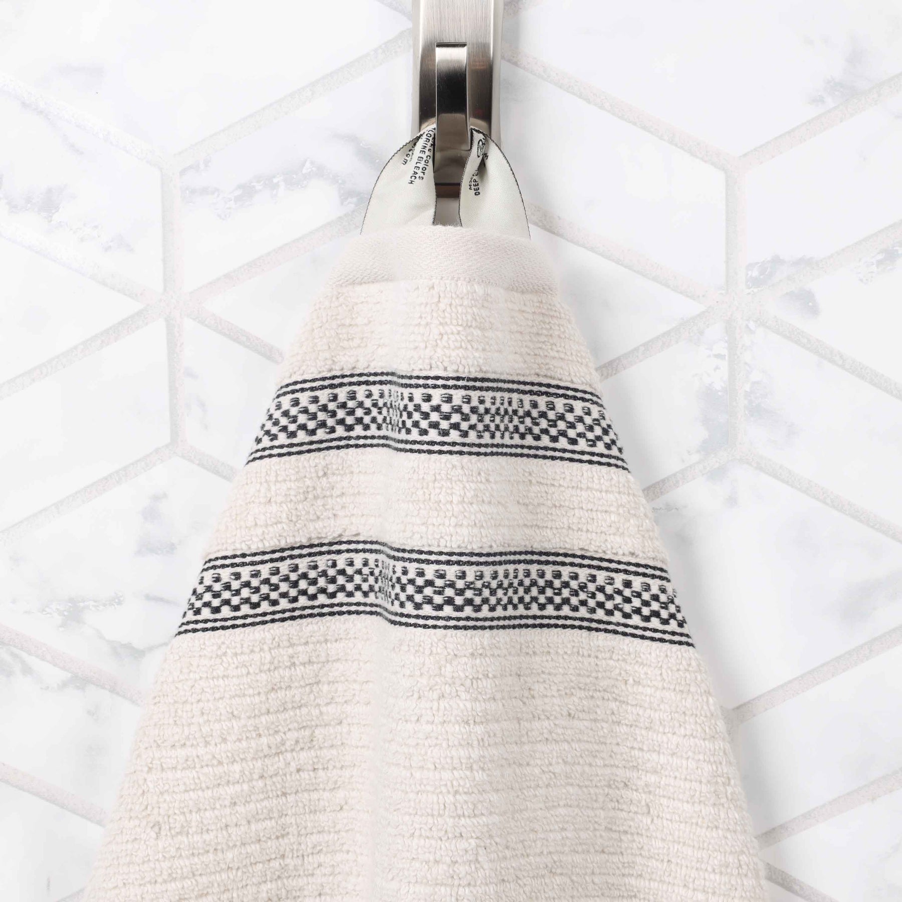 Brea Zero Twist Cotton Ribbed Modern Geometric Hand Towel Set of 6