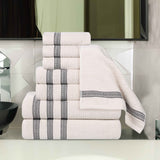 Brea Zero Twist Cotton Ribbed Geometric Border 8 Piece Towel Set - Towel Set by Superior