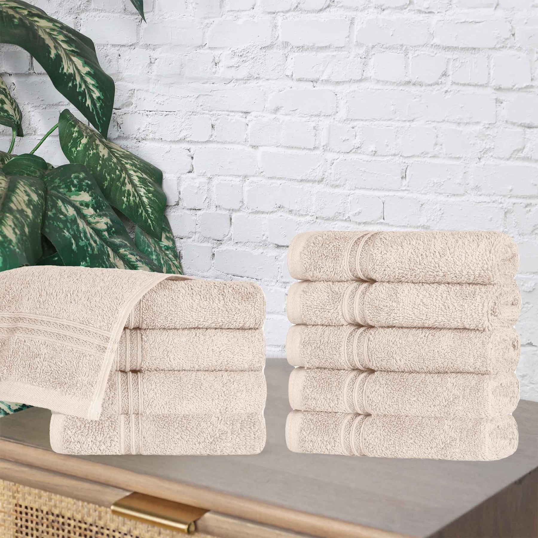 Heritage Egyptian Cotton Plush Absorbent Luxury Face Towel Set of 10 - Face Towel by Superior