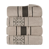 Sadie Zero Twist Cotton Solid and Jacquard Floral Bath Towel Set of 4 - Bath Towel by Superior