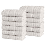 Napa Zero Twist Cotton Solid Waffle Face Towel Washcloth Set of 12 - Towel Set by Superior