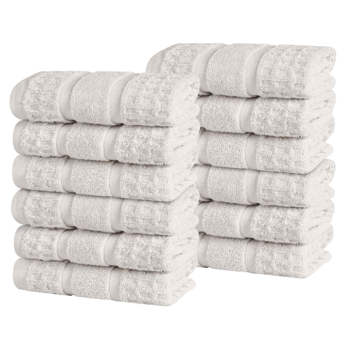 Napa Zero Twist Cotton Solid Waffle Face Towel Washcloth Set of 12