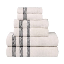 Brea Zero Twist Cotton Ribbed Geometric Border 6 Piece Towel Set