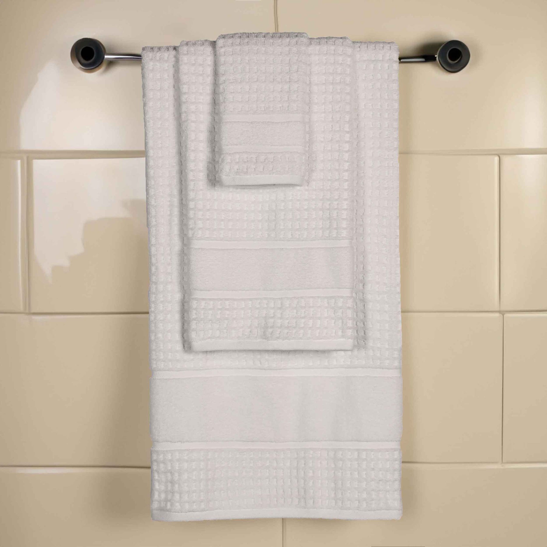 Napa Zero Twist Cotton Solid Waffle Honeycomb 3 Piece Towel Set