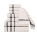 Brea Zero Twist Cotton Ribbed Geometric Border 8 Piece Towel Set - Towel Set by Superior