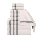 Brea Zero Twist Cotton Ribbed Geometric Border 9 Piece Towel Set - Towel Set by Superior