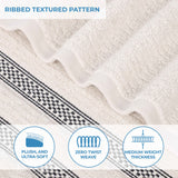 Brea Zero Twist Cotton Ribbed Geometric Border 12 Piece Towel Set - Towel Set by Superior