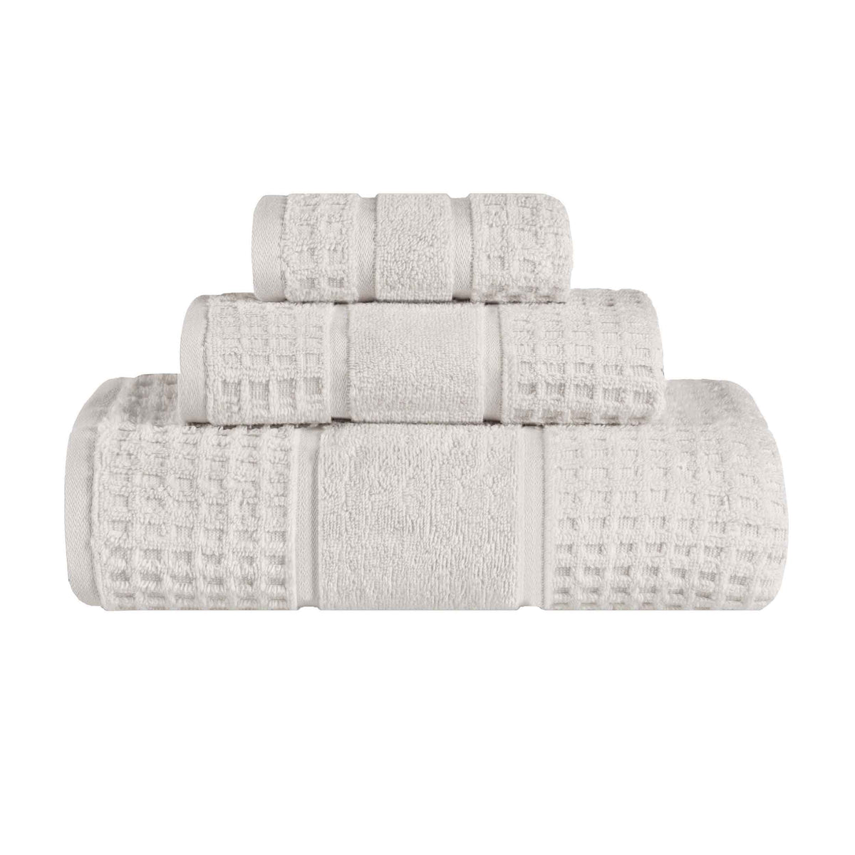 Napa Zero Twist Cotton Solid Waffle Honeycomb 3 Piece Towel Set