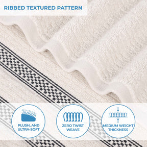 Brea Zero Twist Cotton Ribbed Geometric Border 6 Piece Towel Set