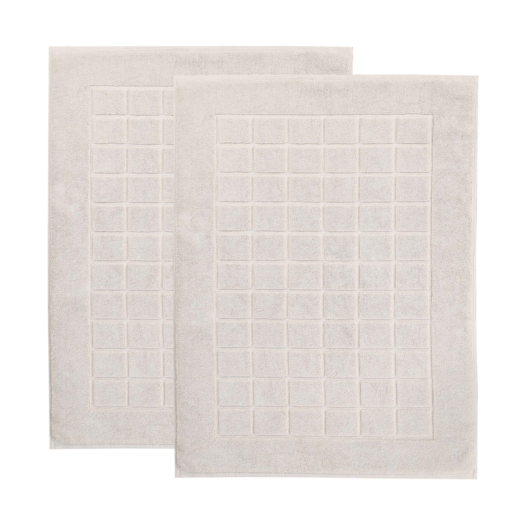 Nora Cotton Solid Absorbent Thick Checkered Washable Bath Mat Set of 2