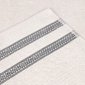 Brea Zero Twist Cotton Ribbed Geometric Border Face Towel Set of 12