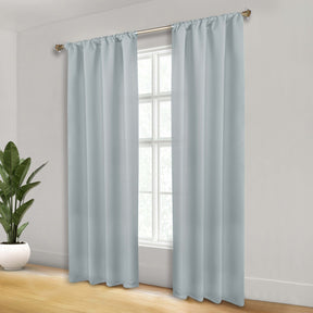 Solid Room Darkening Rod Pocket Blackout Curtain Panels, Set of 2 - StoneBlue