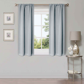 Solid Room Darkening Rod Pocket Blackout Curtain Panels, Set of 2 - StoneBlue