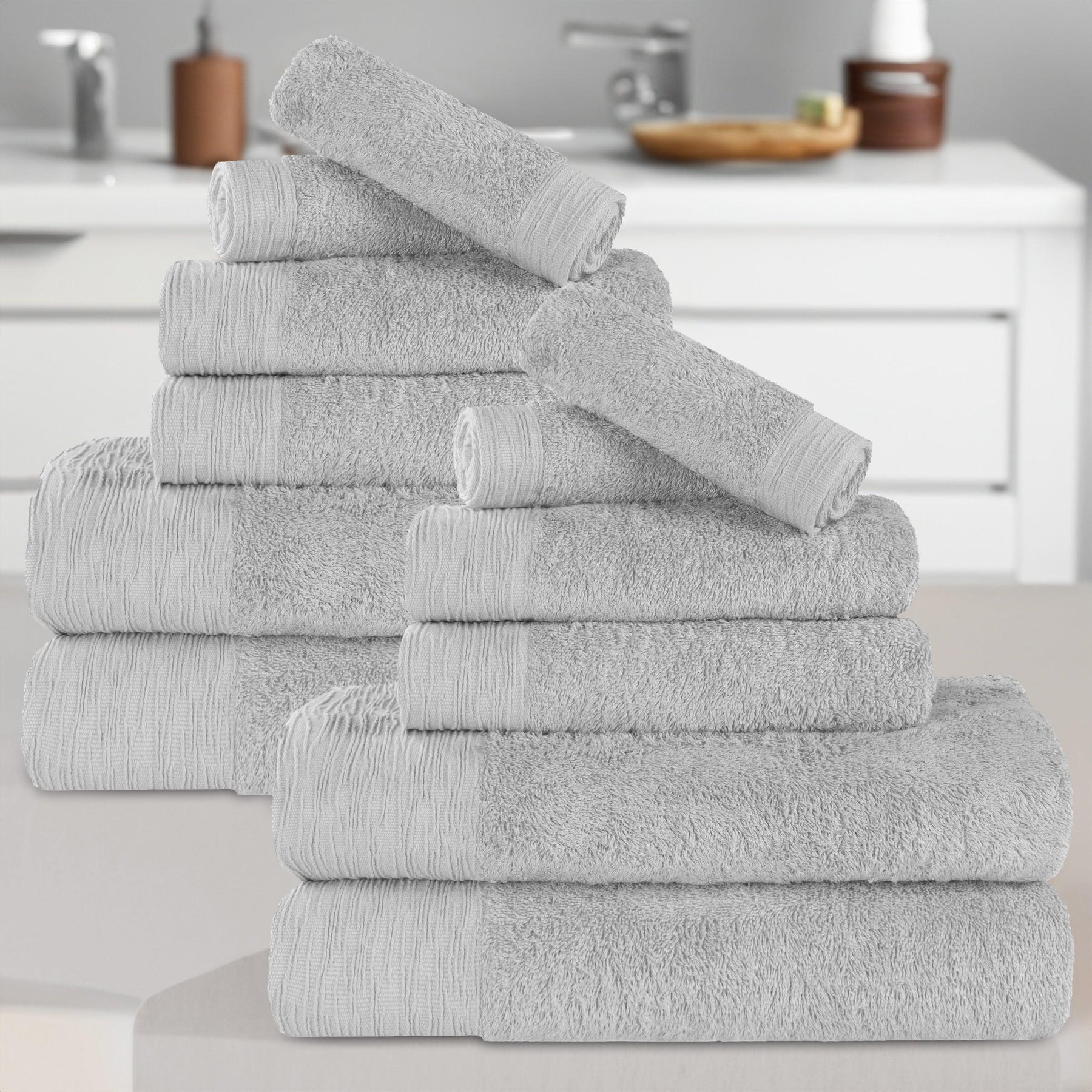 Rayon from Bamboo Eco-Friendly Fluffy Soft Solid 12 Piece Towel Set - Towel Set by Superior - Superior 