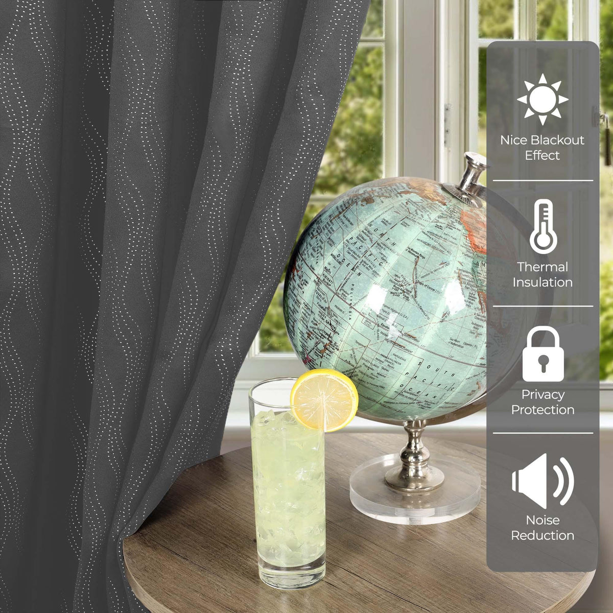 Zuri Textured Blackout Curtain Set of 2 Panels - Charcoal