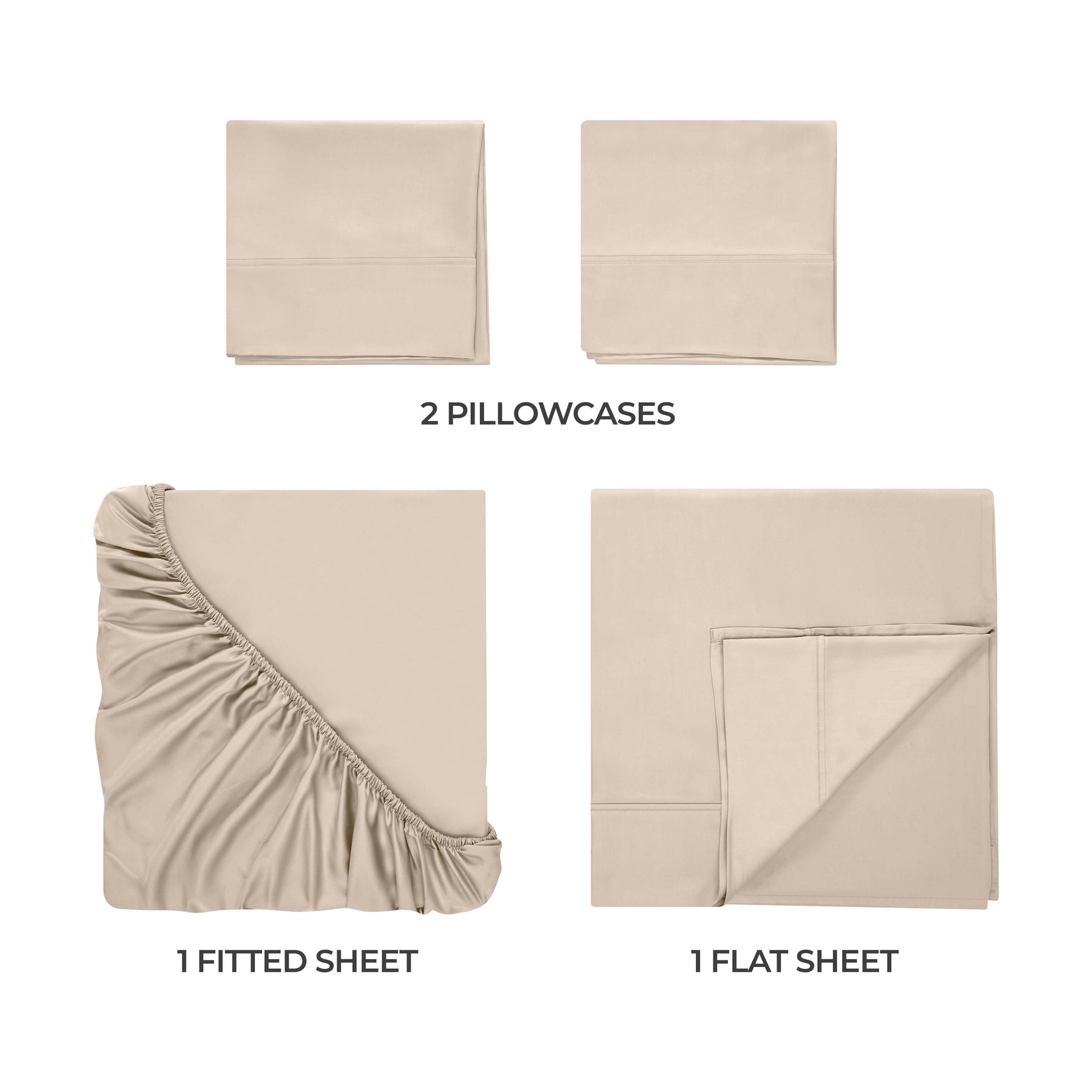 Egyptian Cotton 300 Thread Count Solid Deep Pocket Bed Sheet Set - Tan