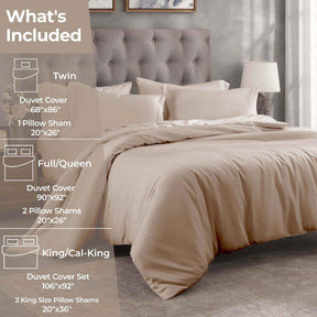 Egyptian Cotton 400 Thread Count Solid Luxury Duvet Cover Set - Tan