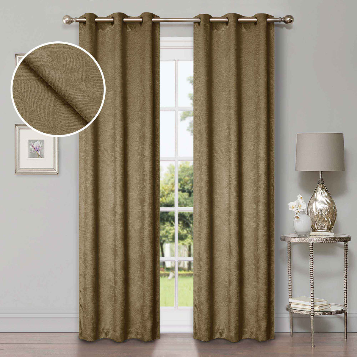 Waverly Geometric Washable Room Darkening Blackout Curtains, Set of 2