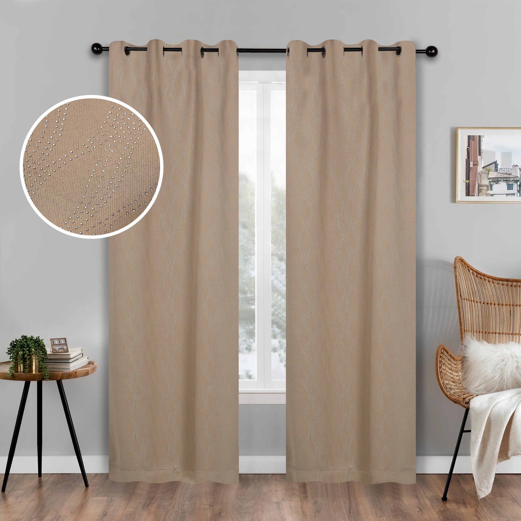 Zuri Textured Waves Room Darkening Blackout Curtains, Set of 2 - Blackout Curtains by Superior