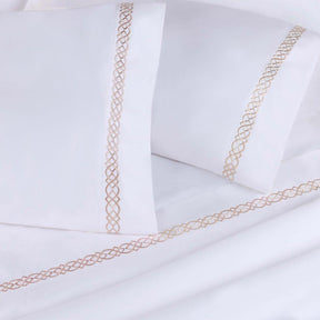 Egyptian Cotton 1000 Thread Count Embroidered Pillowcase Set - Tan