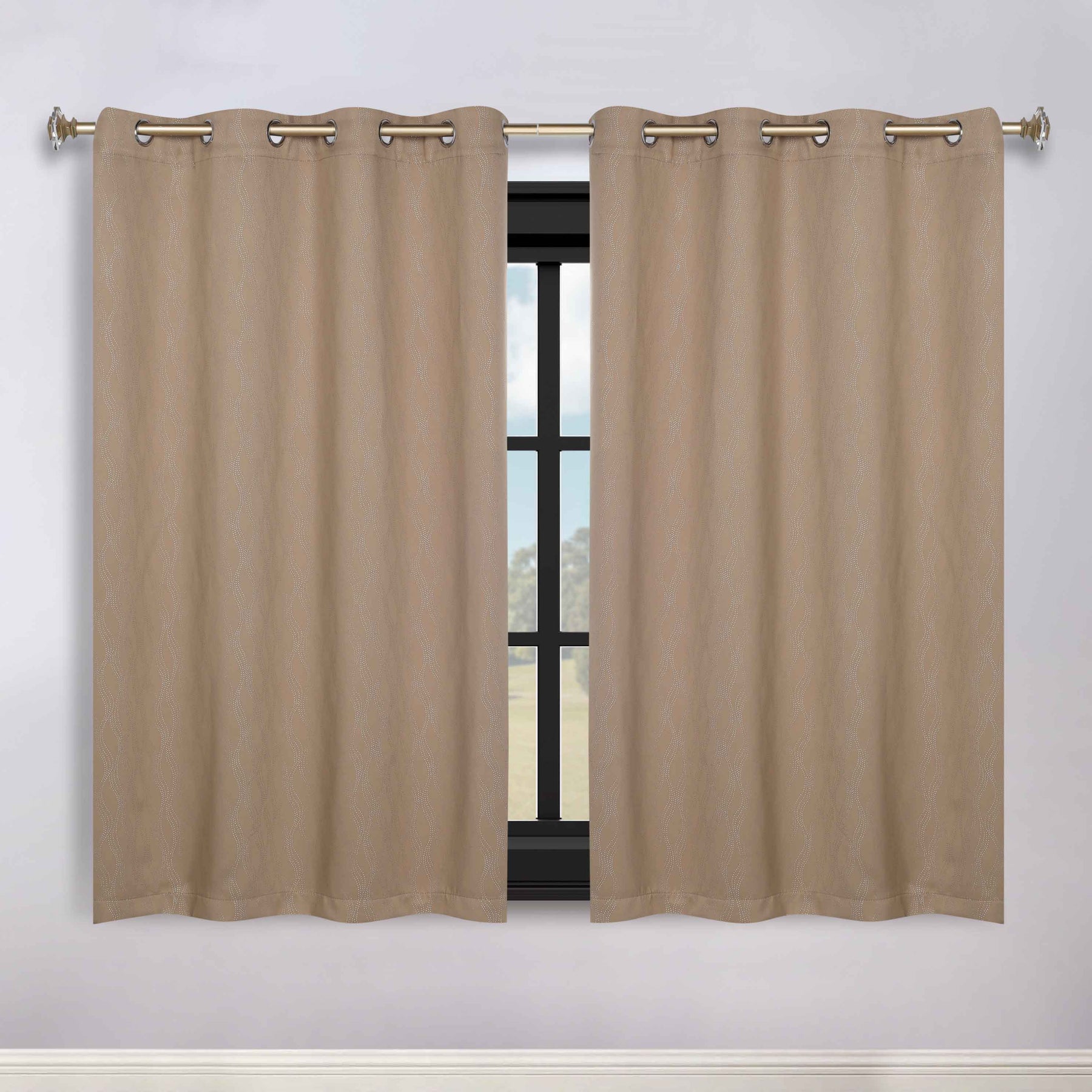 Zuri Textured Waves Room Darkening Blackout Curtains, Set of 2